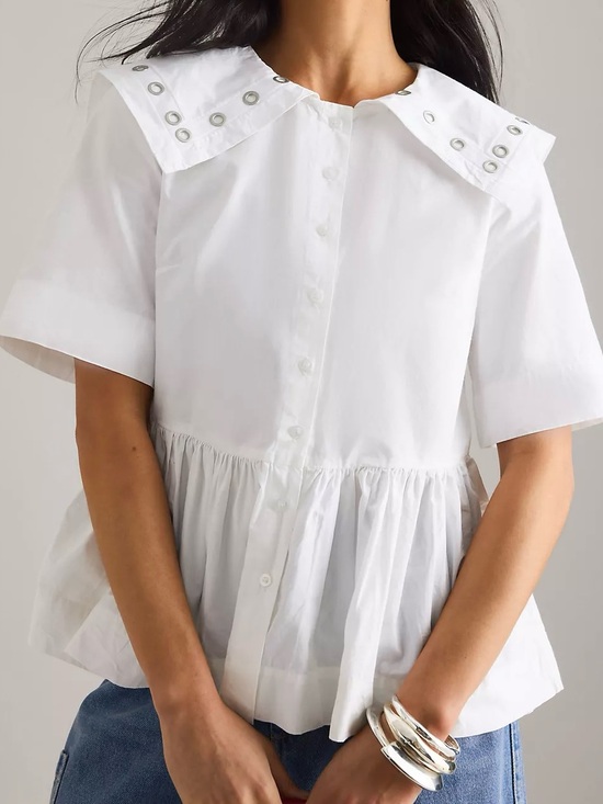 Damson Madder Tops - NWOT Damson Madder White Organic Cotton Oversized Statement Collar Blouse US 6
